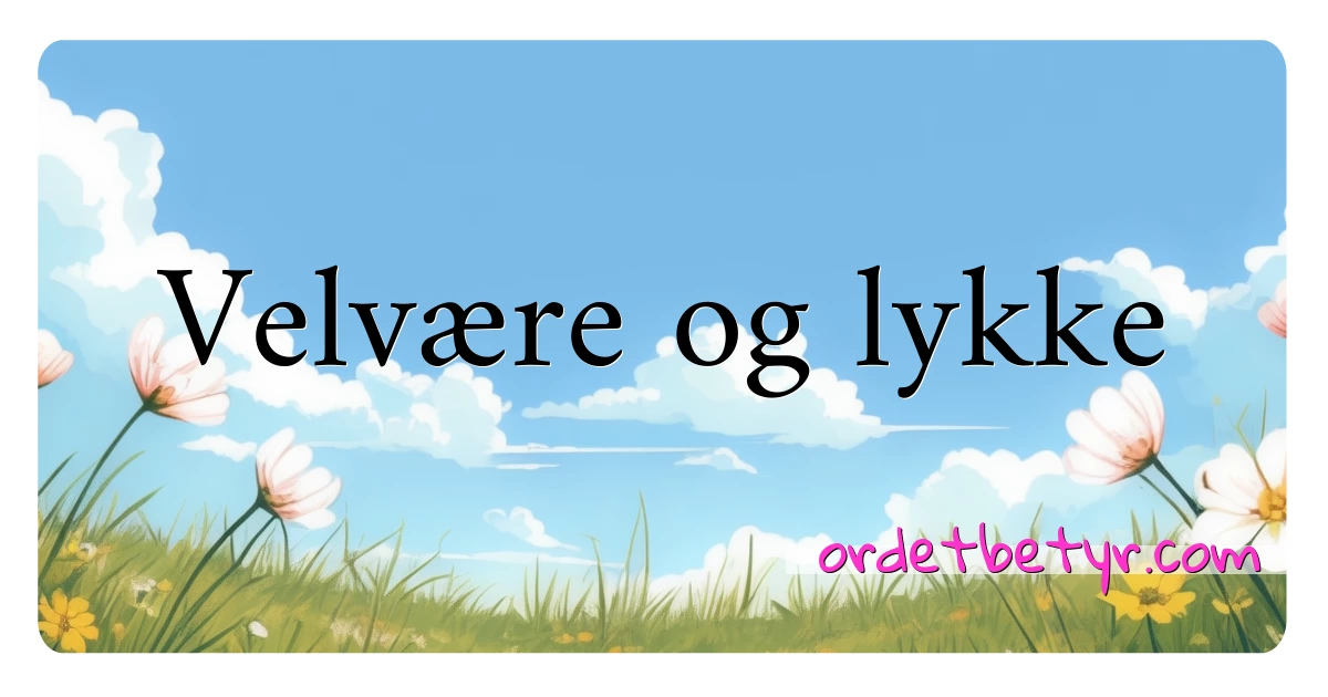 Velvære og lykke synonymer kryssord betyr forklaring og bruk